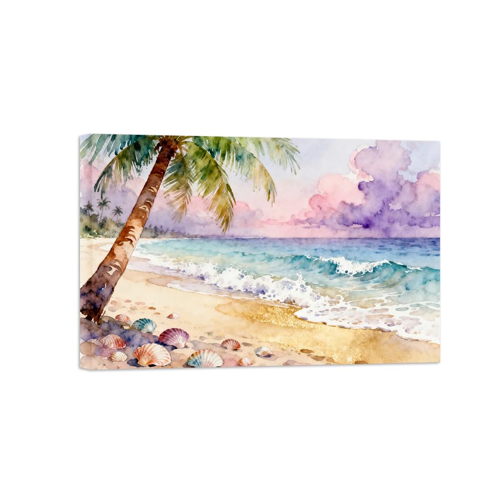 OZPWBVY Beach Tree Landscape Canvas Prints Ready to Hang 70x105cm Wrapped Canvas