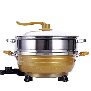 FEELING MALL Electric Heating Hot Pot Multi-Function Non Stick Smokeless Pot with Steamer Cooker with Lid Heat Frying Pan - Steaming Hot Pot Cooking Cookware for Kitchen
