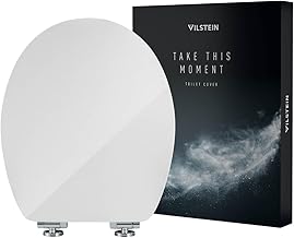 Vilstein Toilet Seat with Soft-Close Mechanism, Antibacterial, Sturdy, Chrome-Plated and Rust-Proof Metal Hinges, High-Quality and Robust Quality Made of MDF Wood, Toilet Lid, High Gloss White