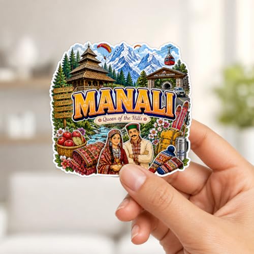 Image of Zesta Wooden Fridge Magnets Set | Refrigerator Decor Magnets for Kitchen | India Souvenir Fridge Magnet Collection | Wooden Magnet for Fridge Door Decoration (Manali)