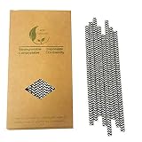 Disposable Black White Waves Paper Straws, Biodegradable Black and White Chevron Paper Drinking Stra