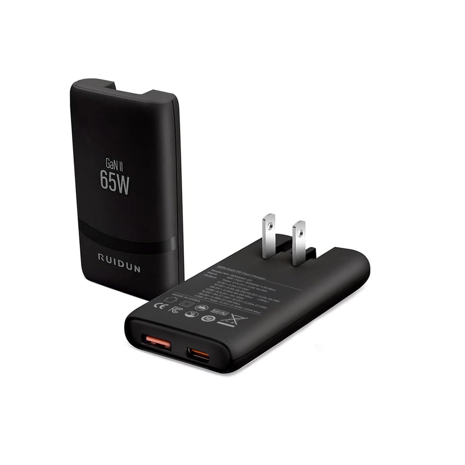 RUIDUN 65W Flat GaN Dual-Port Charger