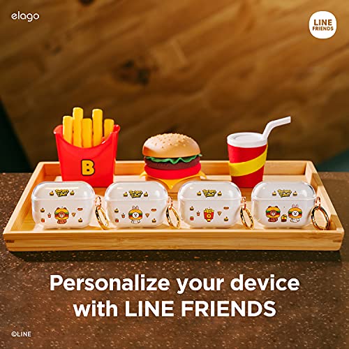 Elago L Line Friends Burger Time Clear Case Compatible With Airpods Pro, Durable Full Body Protection, Reduced Yellowing, Reduced Smudging [Official Merchandise] (All) #TOP1
