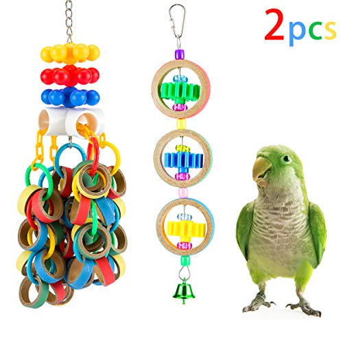 MEWTOGO 2Pcs Paper Rings Bird Chewing Toys- Olympic Rings Bird Toy + Colorful