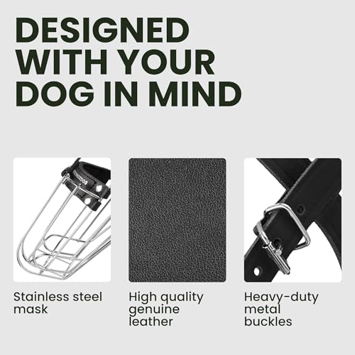 BRONZEDOG Drahtkorb Hund Maulkorb Metall Hund Maulkorb Leder verstellbar (Size 8: Greyhound & Collie)