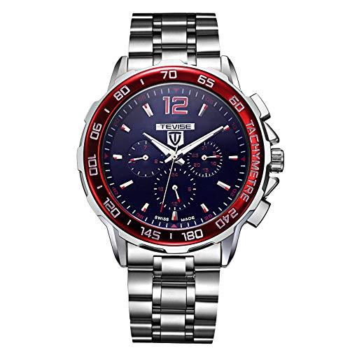 Preisvergleich Produktbild QIA Herrenuhren Automatische mechanische Uhren Auto Datum Monat Woche Edelstahl Analog-Armbanduhren,D