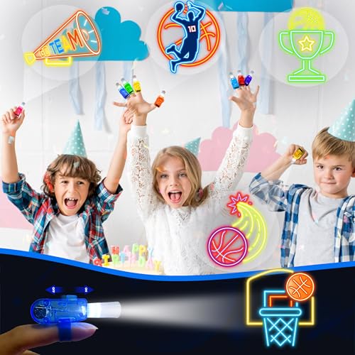 image for POPOOO 24PCS Basketball Party Favors-LED Finger Lights：Glow-in-the-D