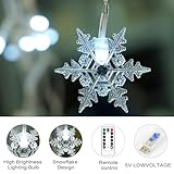 AUAUY Snowflake Fairy Lights, 4m 96 LED Christmas Decoration Lights, Waterproof Copper Wire String Light for Christmas Wedding Bedroom Party Birthday Holiday Decorations Indoor&Outdoor-Cold White - Image 8