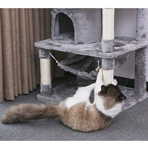 image for BEWISHOME Cat Tree with Sisal Scratching Posts, 2 Condos, Plush Perche