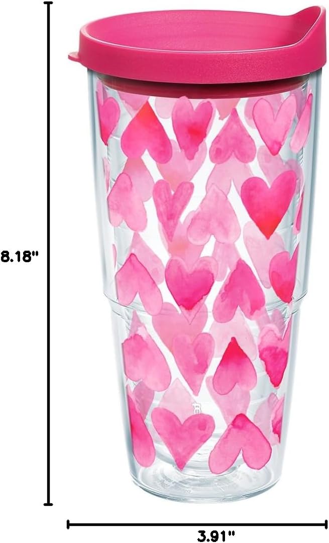 Tervis Valentine's Day Pink Hearts All Over Made in USA Double Walled Insulated Tumbler Travel Cup Keeps Drinks Cold & Hot, 24oz, Clear - Image 12