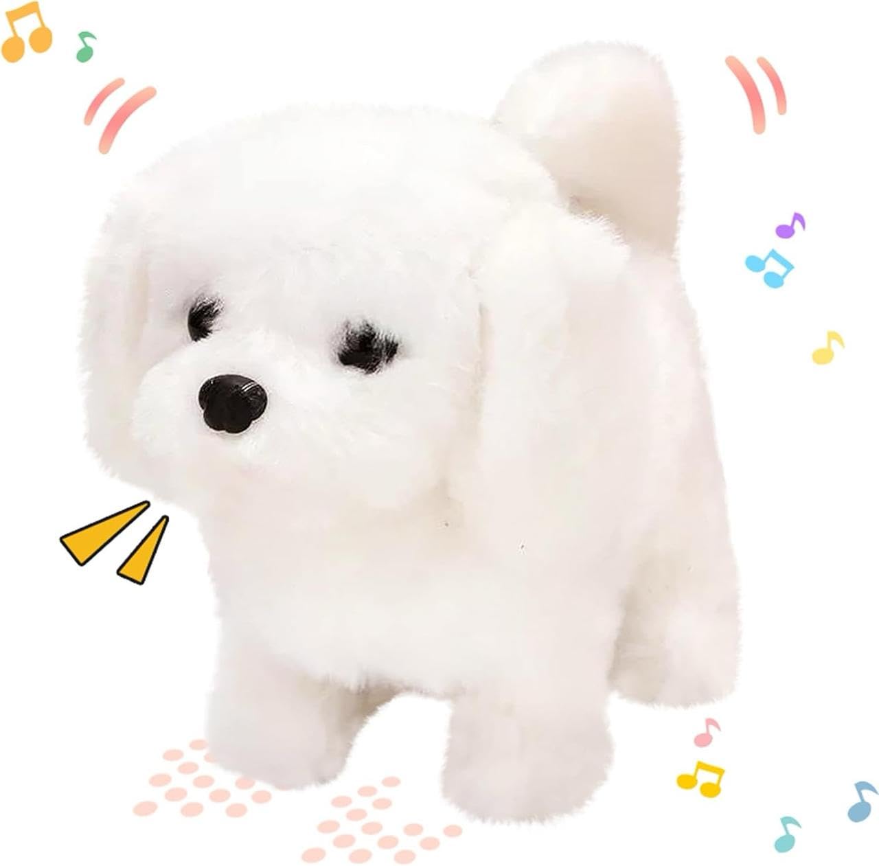 Hopping Walking Bunny Toy with Sounds, Jumping Rabbit Wiggling Ears, Twitching Mouth and Nose, Educational Interactive Bunny Rabbit Toy for Baby Kids (White Dog)-image-21