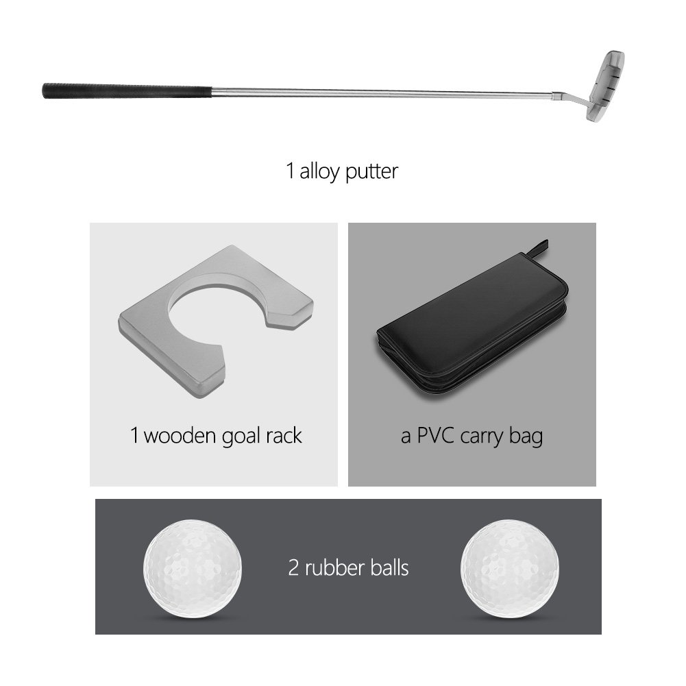 Set di Putter da Golf Portatile con Pallone e Borsa in PVC, Putter in Lega e Portaoggetti in Legno