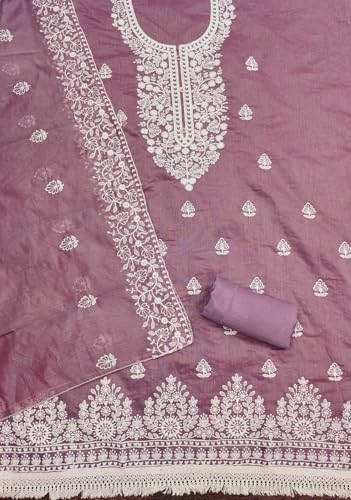 Image of Y2Y Women's Heavy Cotton Embroidery Work Unstitched Salwar Suit Dress Material With Chanderi Work Dupatta (Free Size Multi Color)