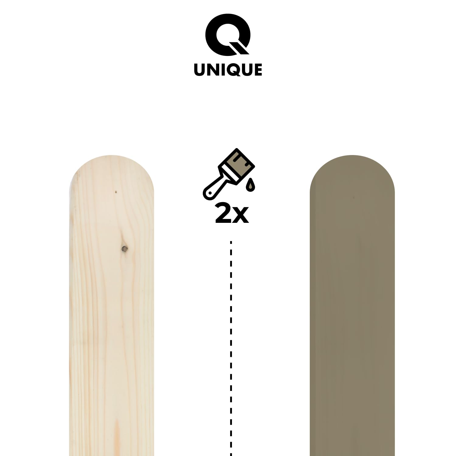 Q UNIQUE Deckende Holzfarbe Innen & Außen – Wasserbasierte Wetterschutzfarbe für Holz, MDF, HDF & OSB – UV-beständig, wetterfest – Für Gartenmöbel & Holzzaun – Hochglanz, Satin, Halbmatt
