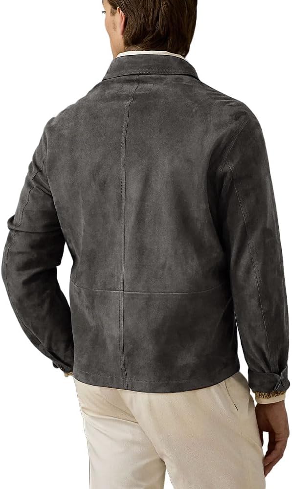 Suede Leather Jacket Men – Real Lambskin Suede Casual Leather Jackets For Men - Mens Suede Jacket - Image 3