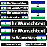 ✅ AUTOCOLLANTS DRAPEAU POUR VOITURE : 13 autocollants avec le texte souhaité, le nom souhaité ou le nom du pilote de course. 4 pièces 85x13mm + 3 pièces 140x20mm + 4 pièces 40x8mm + 2 pièces drapeaux 40x25mm sur film découpé. Les autocollants sont imprimés numériquement et pourvus d'un laminé de protection UV. Cela les rend absolument résistants aux UV et aux intempéries, aux intempéries et adaptés au lavage de voiture.