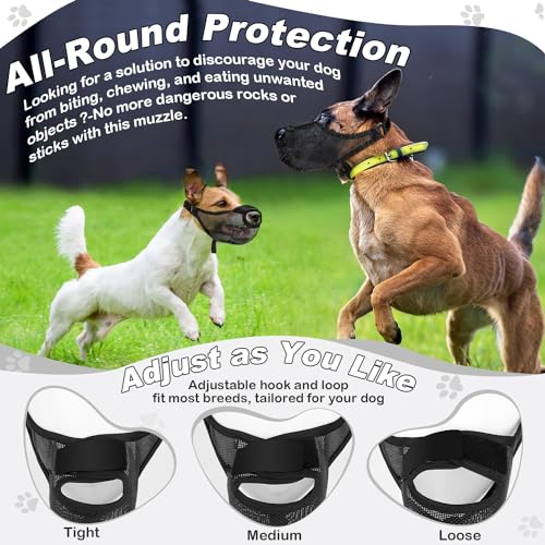 Image of Dog Muzzle, Soft Air Mesh Muzzles for Small Sized Dogs, Breathable Dog Mussels for Scavenging Biting Licking & Barking, Adjustable Mouth Guard with Front Opening, Allows Panting and Drinking (Black,S)