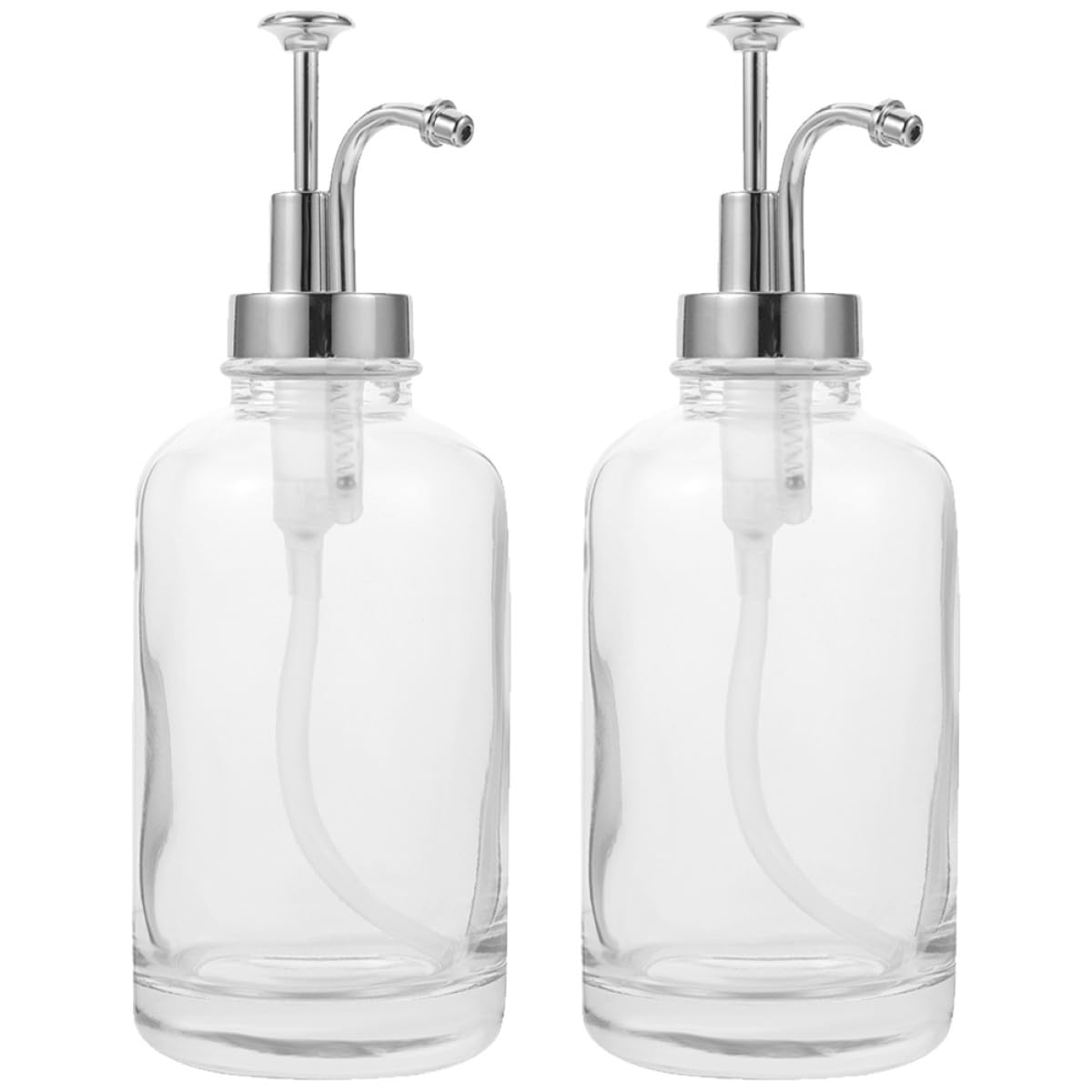 Distributeur de Sirop Café en Verre 500ml Pompe Inoxydable, Lot de 2, Design Unique et Facile à Utiliser Cuisine