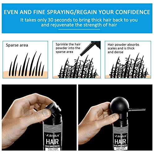 Hair Building Fibers For Thinning Hair With Spray Applicator Pump Nozzle - Natural & Undetectable, Instantly Thicker Fuller Hair Conceals Hair Loss 30 Sec, 4 Shades For Men & Women - 27.5G (Black) #TOP3