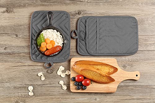 Veikery Oven Pot Holder With Pocket Cotton Heat Resistant Coaster Potholder Kitchen Hot Pad Gray Oven Mitts For Cooking And Baking Square 7"X9" (Gray, 5) #TOP5