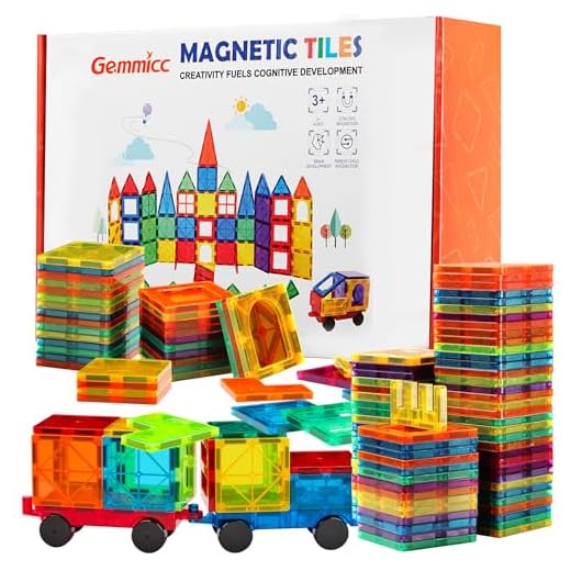 Gemmicc Magnetic Tiles 100 PCS with 2 Cars, STEM Approved Educational Magnet BuildingToys, Magnet Puzzles Stacking Blocks for Boys Girls