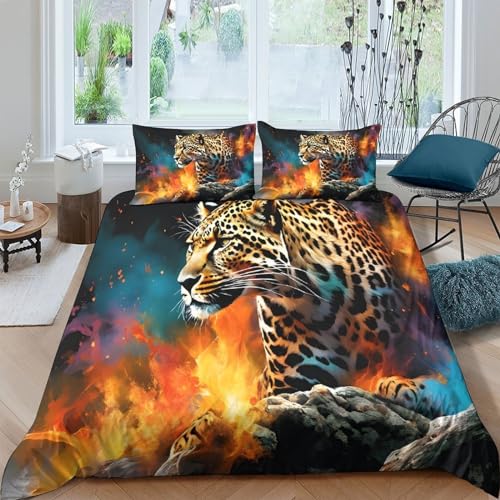 Housse de couette léopard en feu 3D pour transformer la chambre des ados - 2