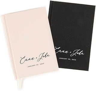 Andaz Press Personalized Vow Books, Cursive Custom Names & Date, Hardcover Linen Wedding Vow Books His and Hers, 60 Pages Wedding Essentials Groom Gifts from Bride His Her Vows Book, 6 Colors, 2-Pack
