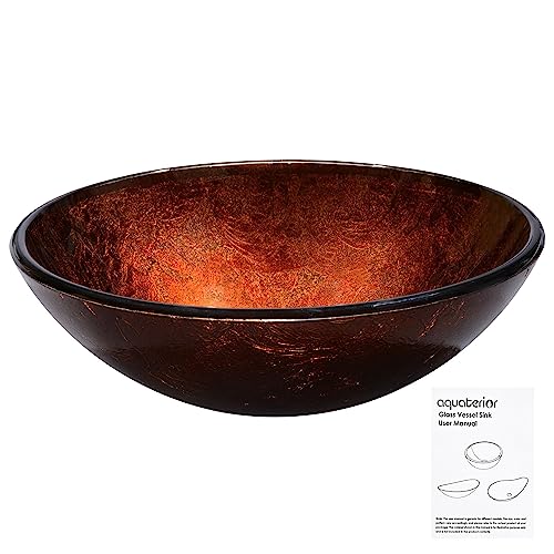 Aquaterior Tempered Glass Bathroom Vessel Sink Artistic Round Vanity Bowl Basin Spa Arts & Crafts