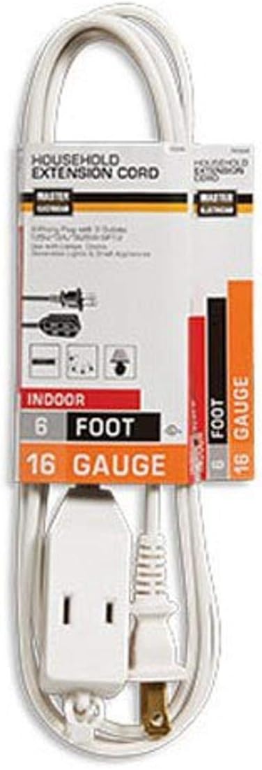 09411ME All Purpose Indoor Extension Cord, 3 Outlet, 6-Foot, White