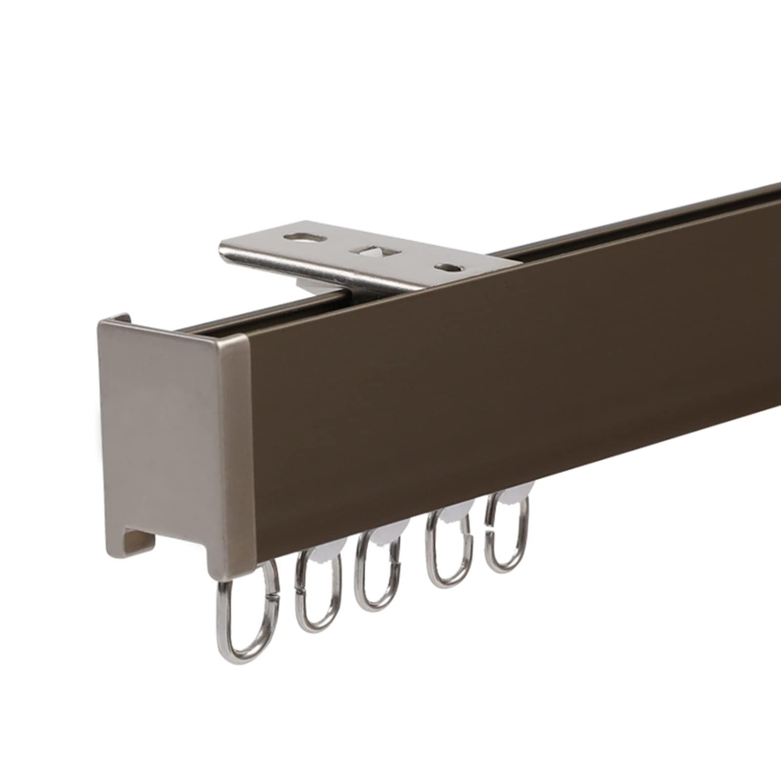 Aluminiowy system cichej kurtyny o szerokości 1 m - 5 m do montażu ściennego/sufitowego, kompletny zestaw z rolkami gąsienicowymi i sprzętem, kolor szampański, długość 300 cm