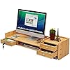 wanwanper Monitor Stand Riser, Wooden Heavy Duty Monitor Stand with 2 ...