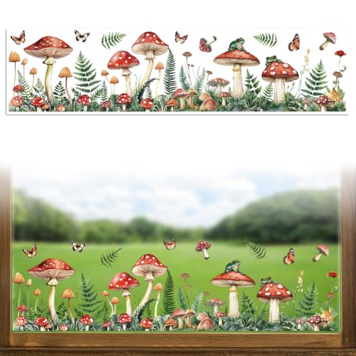 Peacoblue 120x30cm Große Fensteraufkleber Vogelschutz für Glasscheiben Pilz und Gras 1 Stück Fenstersticker Vogelaufkleber für Fensterscheiben Aufkleber für Glasfenster Dekoration