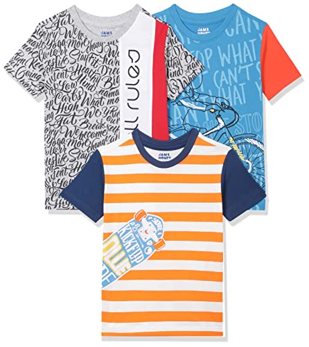 Image of Amazon Brand - Jam & Honey Boy's Regular T-Shirt (AW21JHBTEEPO3-103 Multi 3 8 9 Years)