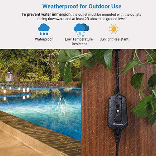 Dewenwils Remote Control Outlet With 2 Wireless Remotes, Weatherproof Remote Control Light Switch, 15 Amp Heavy Duty 2 Ft Long Extension Cord, 100 Ft, No Interference, Ul Listed #TOP2