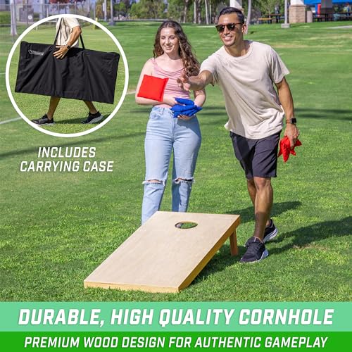 GoSports Solid Wood Premium Cornhole Set - Choose Between 4 Feet x 2 Feet or 3 Feet x 2 Feet Game Boards, Includes Set of 8 Corn Hole Toss Bags - Image 4