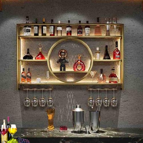 Présentoir à bouteilles de vin LED et support mural moderne pour verres à pied de bar