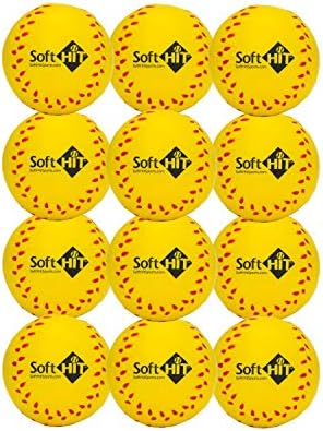 Soft Hit Soft Baseball/Softball Training Foam Ball (12 Pack, Yellow)