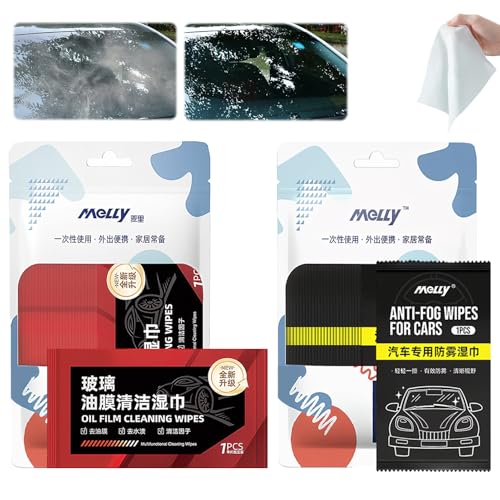 OPEIXSAYKOC 20 Toallitas Anti-Vaho para Coche, Eliminan Vaho y Película de Aceite en Parabrisas y Espejos, Sin Rayas y de Secado Rápido, Toallitas Individuelles - 20 Piezas