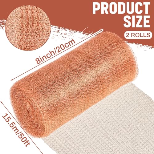 Image of Gisafai 8 inch X 100 ft Copper Mesh Roll for Rodent Control, 2 Roll