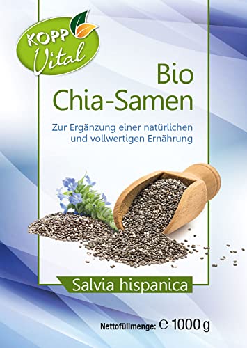 KOPP Vital® Bio Chia-Samen 1 kg - Bio-Qualität - ohne Gentechnik – Zusatzstofffrei - Premium Chia-Samen