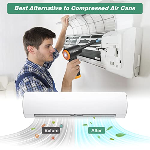 Draadloze luchtstofzuigerï¼Elektrische stofblazerï¼60000 rpm 3 instelbare snelheden met led-design voor toetsenbord, elektronica, huishoudelijke reiniging, alternatief voor (Air Duster) - Afbeelding 5