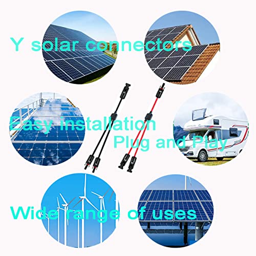 WOODGUILIN Conector solar Y, cabo paralelo de ramo Y solar, adaptador de conector fêmea macho solar