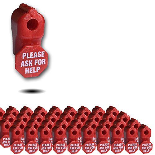 50 X 6mm Red Plastic Retail Shop Security Display Hook Anti- Theft, Anti Sweep Stop Lock with Please Ask for Help Sign for Pegboard or Slat wall UNLOCK KEY IS NOT INCLUDED