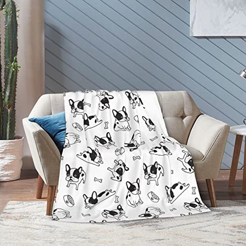Yipaidel French Bulldog Flannel Fleece Bed Blanket Throw Blanket Lightweight Cozy Plush Blanket For Bedroom Living Rooms Sofa Couch 60"X50" #TOP3