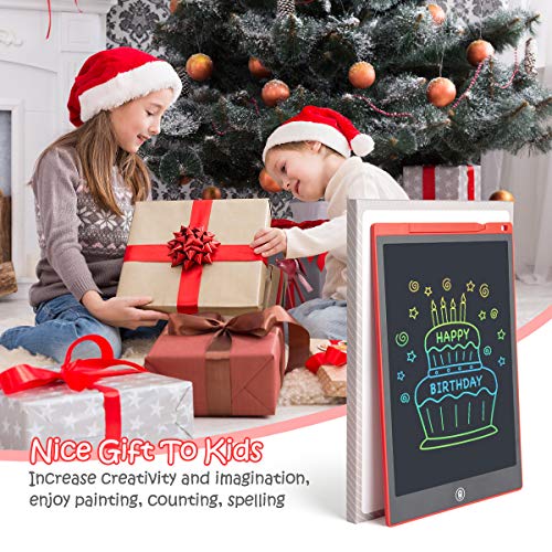 LCD Writing Tablet Drawing Pad, Colorful Screen Doodle Board for Kids, Traveling Gift Toys for 2 3 4 5 6 Year Old Boys and Girls (12 inch, Red)