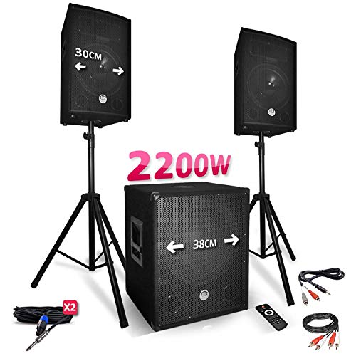 Pack sonorisation 2200W - Enceintes + Caisson + Pieds - USB/Bluetooth - BM Bmsonic BMS1512