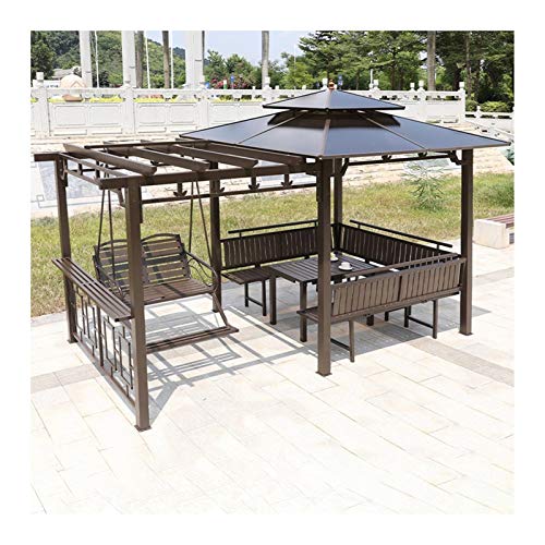 Patios al Aire Libre Gazebo Villa Garden Party Canopy, Patio Gazebo Villa Garden Gazebo con Silla de Swing y Escritorio, Gazebo de Dosel al Aire Libre, Gazebo Shade for Patio