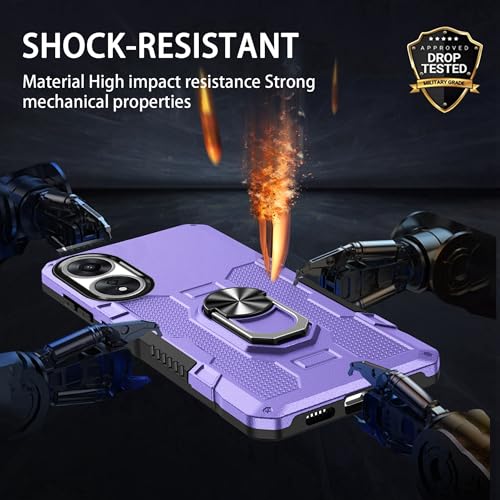 Coque Oppo A78 étui protection antichoc violet avec bague support rotative 360