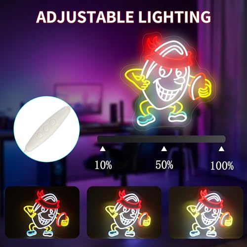 Image of Happy Rugby Ball LED Neon Sign USB Powered for Wall Decor, Sports Football Neon Night Light Sign Dimmable for Boys Room Party Decor Sports Lover Birthday Gifts