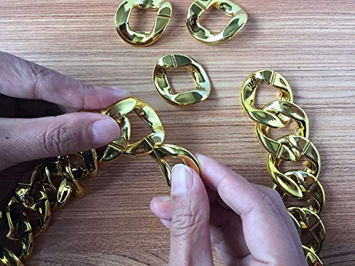 Hip Hop Rapper Plastic Chunky Fake Gold Chain Necklace,80s/90s Costume Accessory(27.5inches*1.34inches)3